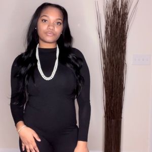 NAKED WARDROBE Classic Long-sleeve Black jumpsuit